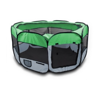 Duży kojec‑zagroda dla psa lub szczeniaka w kolorze zielonym klatka wybieg