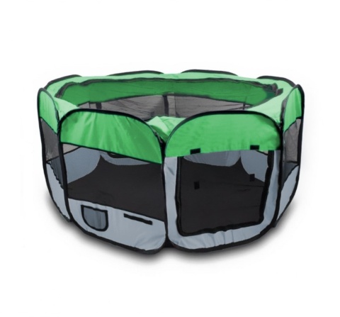 Duży kojec‑zagroda dla psa lub szczeniaka w kolorze zielonym klatka wybieg