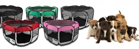 Duży kojec‑zagroda dla psa lub szczeniaka w kolorze zielonym klatka wybieg