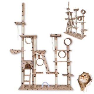 rapak dla kota XXL 255 cm – wieża zabaw i relaksu z hamakami, tubami, domkiem i sizalowymi słupkami