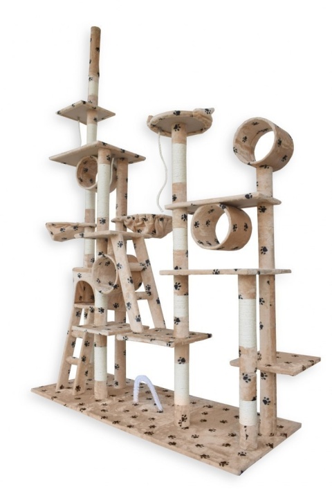 Drapak dla kota XXL 255 cm – wieża zabaw i relaksu z hamakami, tubami, domkiem i sizalowymi słupkami