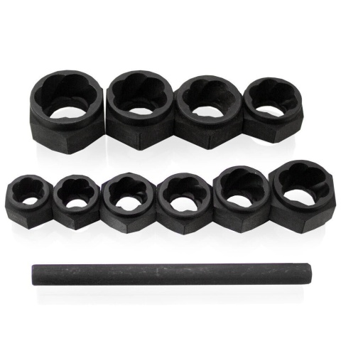 Zestaw 11‑elementowy ściągaczy‑nasadek Bituxx do zakleszczonych, zapieczonych nakrętek nasadki 9-19mm