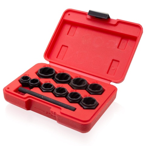 Zestaw 11‑elementowy ściągaczy‑nasadek Bituxx do zakleszczonych, zapieczonych nakrętek nasadki 9-19mm