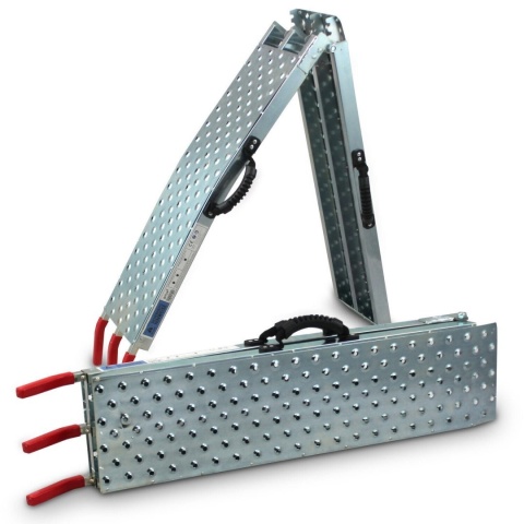 Komplet 2 stalowych ramp najazdowych 176 cm o udźwigu 800 kg (2×400 kg), szerokość najazdu 22 cm, składane, idealne do motocykl