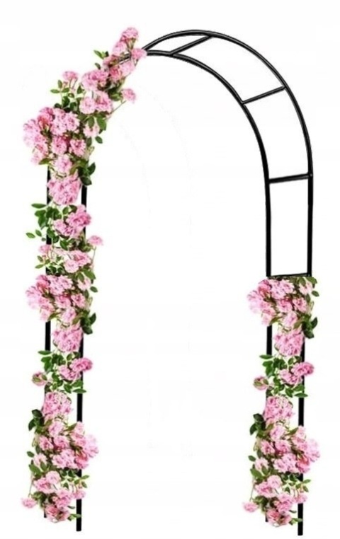 Metalowa Pergola Kwiatowa do Ogrodu 240cm Czarna Malowana Proszkowo Łukowa pnącza