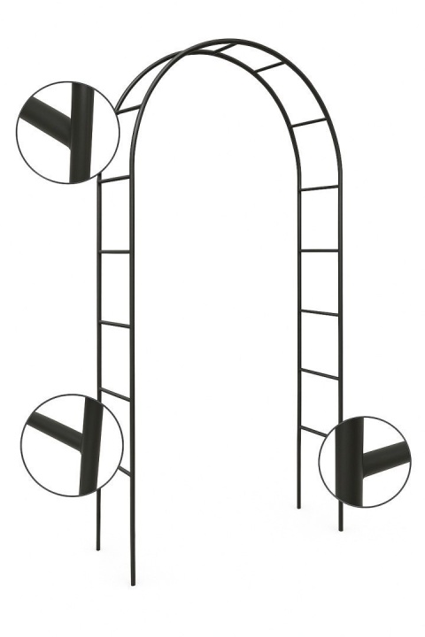 Metalowa Pergola Kwiatowa do Ogrodu 240cm Czarna Malowana Proszkowo Łukowa pnącza