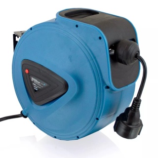 Przedłużacz do prądu Wtyczka bębnowy z automatycznym zwijakiem 20m długi 230V Kablowy
