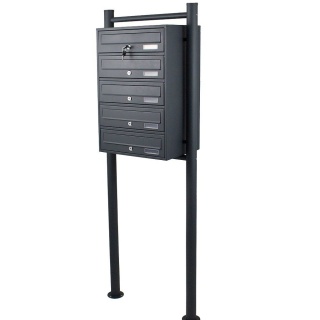 Elegancka stalowa skrzynka pocztowa 5‑komorowa Grafitowa stojąca malowana proszkowo do osiedli i wspólnot mieszkaniowych