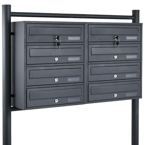 Skrzynka Lokatorska na listy Pocztowa 8 wrzutów (2x4) grafitowa BITUXX zewnętrzna