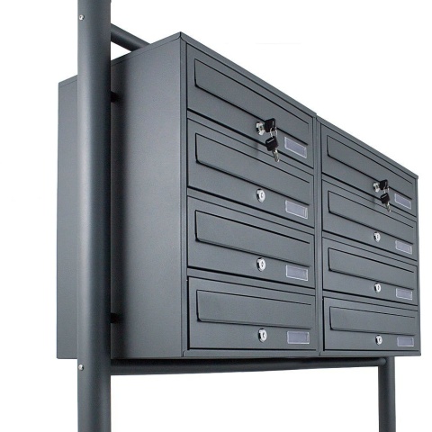 Skrzynka Lokatorska na listy Pocztowa 8 wrzutów (2x4) grafitowa BITUXX zewnętrzna