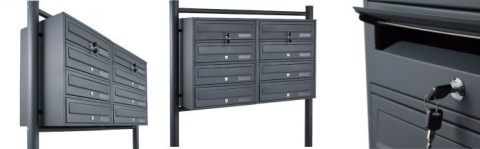 Skrzynka Lokatorska na listy Pocztowa 8 wrzutów (2x4) grafitowa BITUXX zewnętrzna