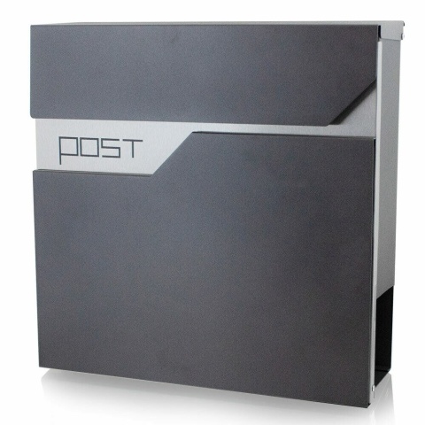 Skrzynka na listy wisząca Naścienna Grafitowa POST z gazetnikiem duża