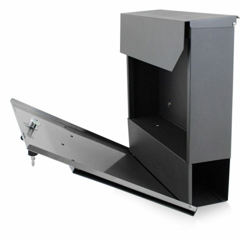 Skrzynka na listy wisząca Naścienna Grafitowa POST z gazetnikiem duża