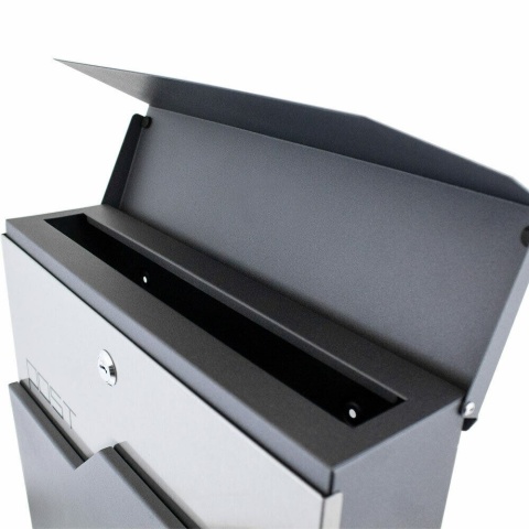 Skrzynka na listy wisząca Naścienna Grafitowa POST z gazetnikiem duża