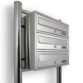 Skrzynka na listy Pocztowa Lokatorska INOX 3 wrzuty Metaliczna na stojhaku