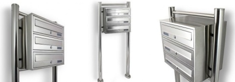 Skrzynka na listy Pocztowa Lokatorska INOX 3 wrzuty Metaliczna na stojhaku