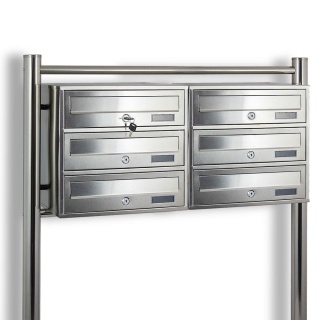 Skrzynka Na listy lokatorska 6 wzrutów (2x3) Stal nierdzewna INOX zewnętrzna