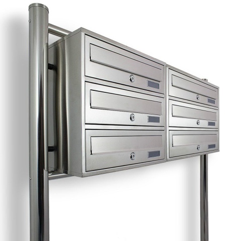 Skrzynka Na listy lokatorska 6 wzrutów (2x3) Stal nierdzewna INOX zewnętrzna