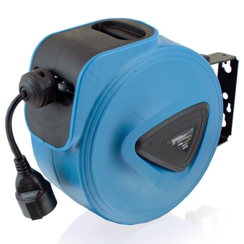 Przedłużacz do prądu Wtyczka Kabel z automatycznym zwijakiem bębnowy Naścienny 10m 230V