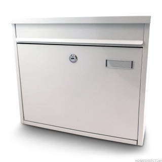 Nowoczesna biała skrzynka pocztowa na listy metalowa konstrukcja odporna na warunki atmosferyczne z zamkiem i otworem wrzutowym