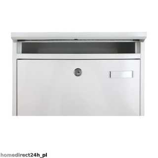 Nowoczesna biała skrzynka pocztowa na listy metalowa konstrukcja odporna na warunki atmosferyczne z zamkiem i otworem wrzutowym