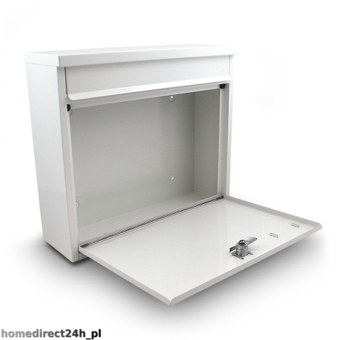 Nowoczesna biała skrzynka pocztowa na listy metalowa konstrukcja odporna na warunki atmosferyczne z zamkiem i otworem wrzutowym