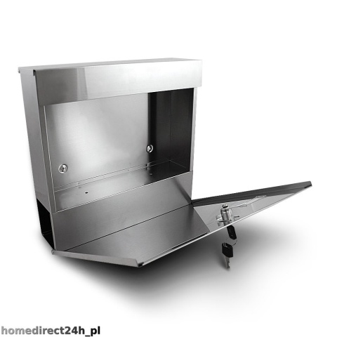 SREBRNA METALICZNA SKRZYNKA NA LISTY POCZTOWA SOLIDNA NAŚCIENNA