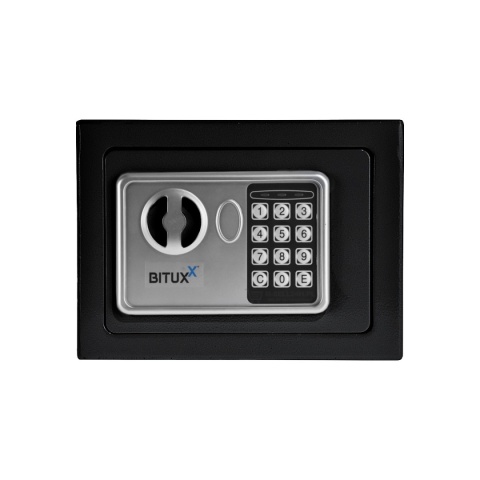 Sejf Biurowy BITUXX mini Czarny na Szyfr + 2 klucze elektroniczny 23x17x17