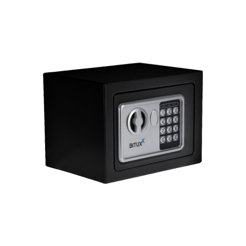 Sejf Biurowy BITUXX mini Czarny na Szyfr + 2 klucze elektroniczny 23x17x17
