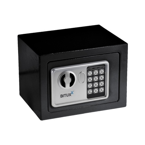 Sejf Biurowy BITUXX mini Czarny na Szyfr + 2 klucze elektroniczny 23x17x17