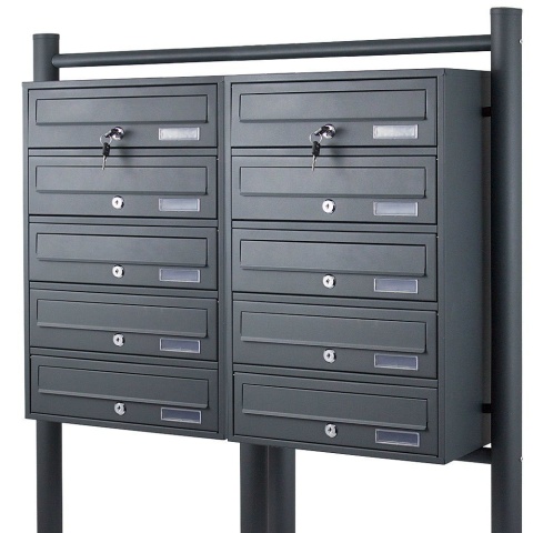 Skrzynka Lokatorska Grafitowa 10 wrzutów Malowana proszkowo BITUXX zewnętrzna do bloku