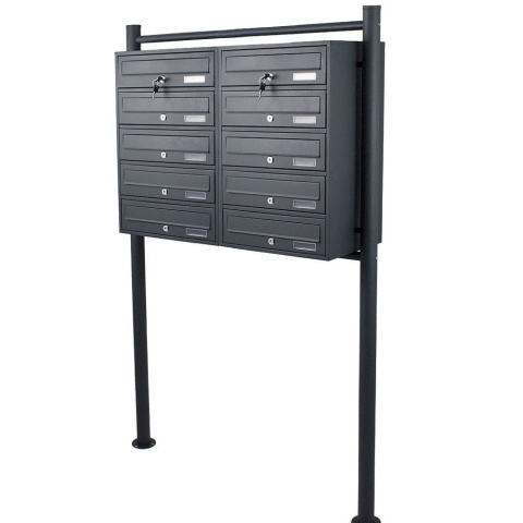 Skrzynka Lokatorska Grafitowa 10 wrzutów Malowana proszkowo BITUXX zewnętrzna do bloku