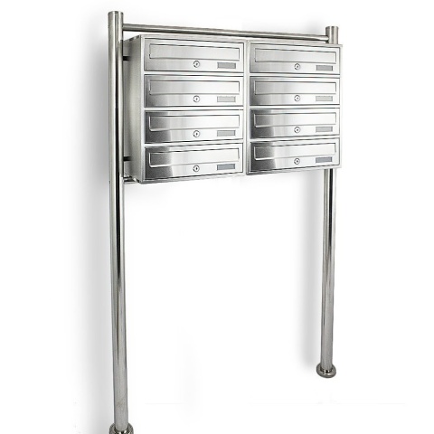 Skrzynka Pocztowa Lokatorska zewnętrzna do bloku na Stojaku INOX 8 wrzutów