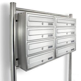 Skrzynka Pocztowa Lokatorska zewnętrzna do bloku na Stojaku INOX 8 wrzutów