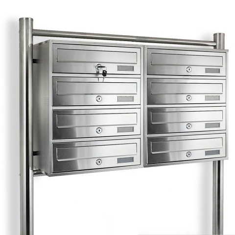 Skrzynka Pocztowa Lokatorska zewnętrzna do bloku na Stojaku INOX 8 wrzutów