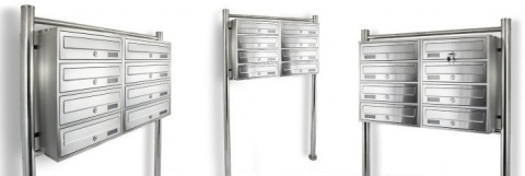 Skrzynka Pocztowa Lokatorska zewnętrzna do bloku na Stojaku INOX 8 wrzutów