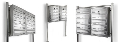 Skrzynka Pocztowa na Listy na Stojaku LOKATORSKA 10 wrzutów INOX zewnętrzna