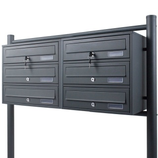 Skrzynka na Listy Pocztowa 2x3 wrzuty Grafitowa Lokatorska stalowa na stojaku