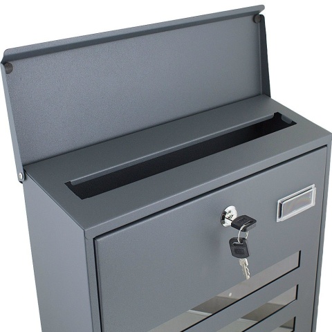 Skrzynka na listy BITUXX z gazetnikiem Na klucz Grafitowa 35x42x12cm