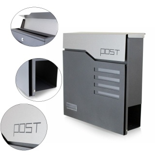 Skrzynka na listy Pocztowa wisząca Naścienna Grafitowa z gazetnikiem
