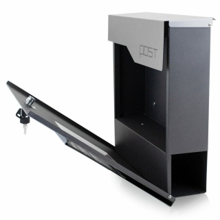 Skrzynka na listy Pocztowa wisząca Naścienna Grafitowa z gazetnikiem