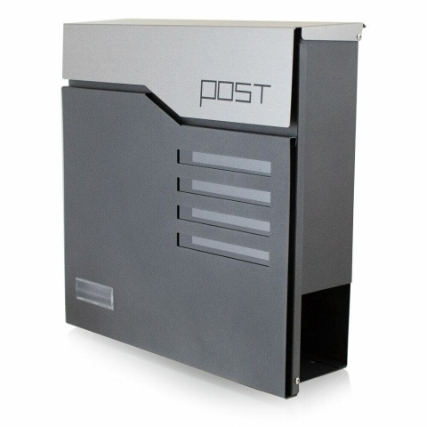 Skrzynka na listy Pocztowa wisząca Naścienna Grafitowa z gazetnikiem