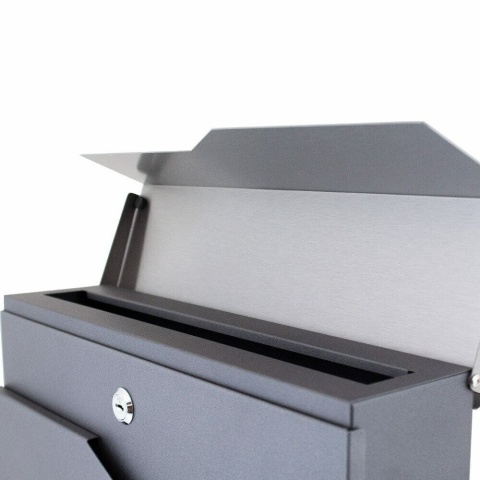 Skrzynka na listy Pocztowa wisząca Naścienna Grafitowa z gazetnikiem