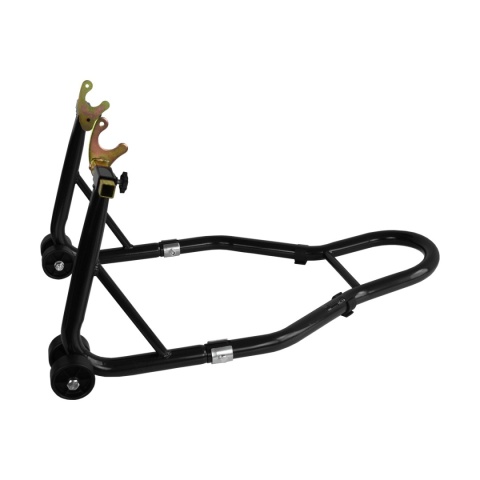 Stojak motocyklowy czarny – uchwyt warsztatowy 250 kg na tylne koło 21–31 cm