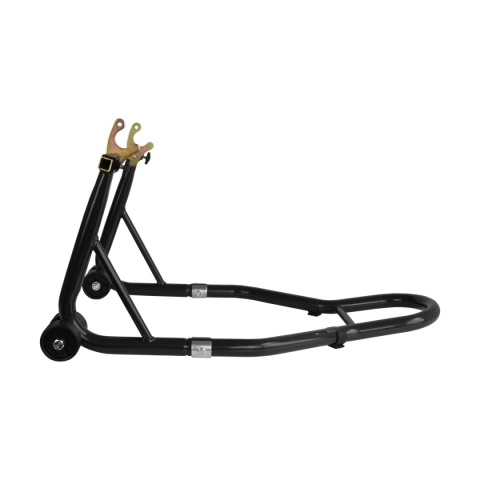 Stojak motocyklowy czarny – uchwyt warsztatowy 250 kg na tylne koło 21–31 cm