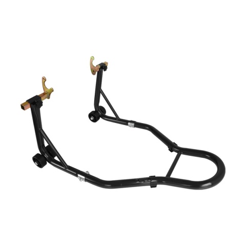Stojak motocyklowy czarny – uchwyt warsztatowy 250 kg na tylne koło 21–31 cm