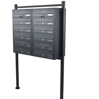 Wolnostojąca Skrzynka Lokatorska Zewnętrzna 12 wrzutów do bloków i do wspólnot Grafitowa