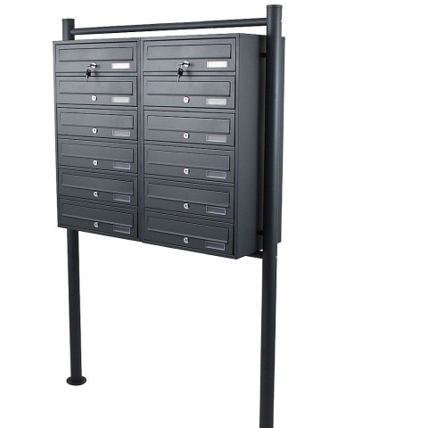 Wolnostojąca Skrzynka Lokatorska Zewnętrzna 12 wrzutów do bloków i do wspólnot Grafitowa