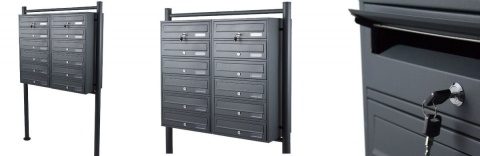 Wolnostojąca Skrzynka Lokatorska Zewnętrzna 12 wrzutów do bloków i do wspólnot Grafitowa