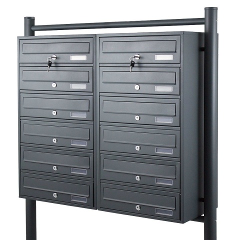 Wolnostojąca Skrzynka Lokatorska Zewnętrzna 12 wrzutów do bloków i do wspólnot Grafitowa